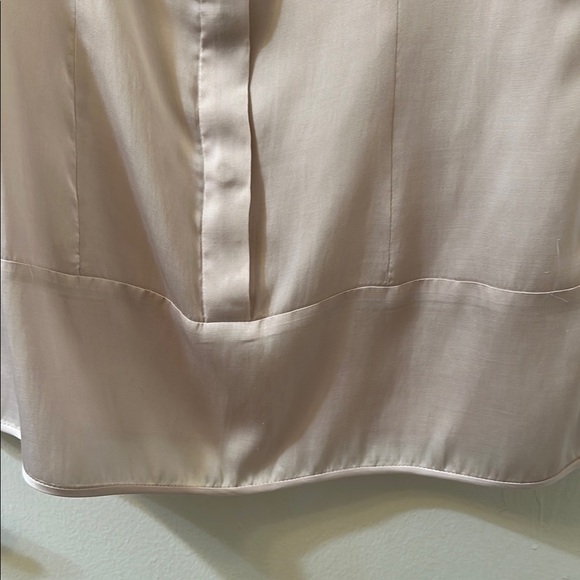 Vintage Max Azria Champagne Asymmetrical Sleeveless Blouse with Ornament Ruffle - Picture 5 of 8